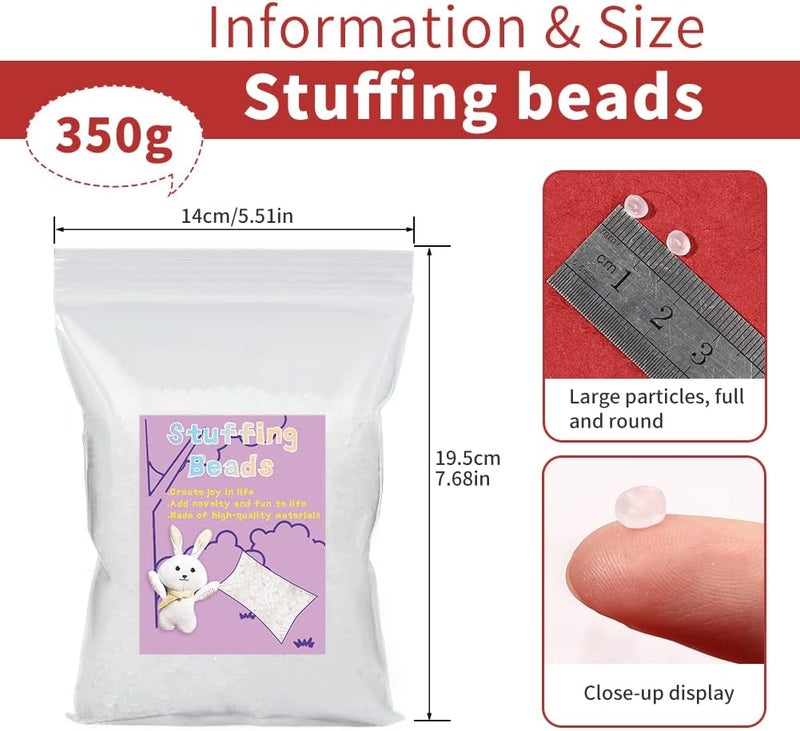 FTEVEN 350g / 12.3oz Stuffing Beads, Premium Plastic Weight Stuffed Beads, Polyethylene Filler Bead, Plastic Transparent Stuffing Bead for Filling Bean Bags, Animal DIY Crafts - Image 2